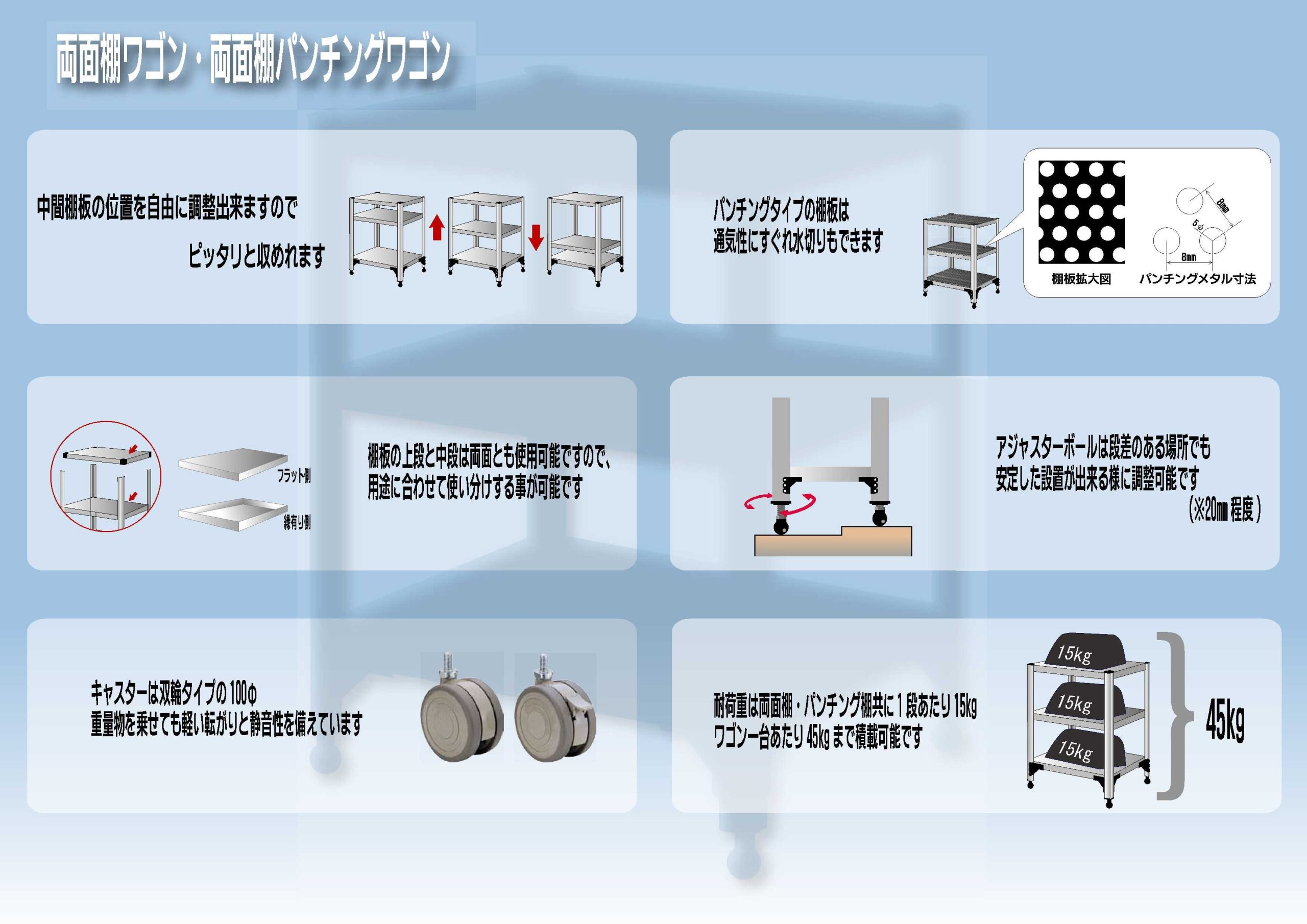 ステンレス両面棚ワゴンF6X - 【公式】トクヤマ 折りたたみ式ワゴン 新生児ベッド